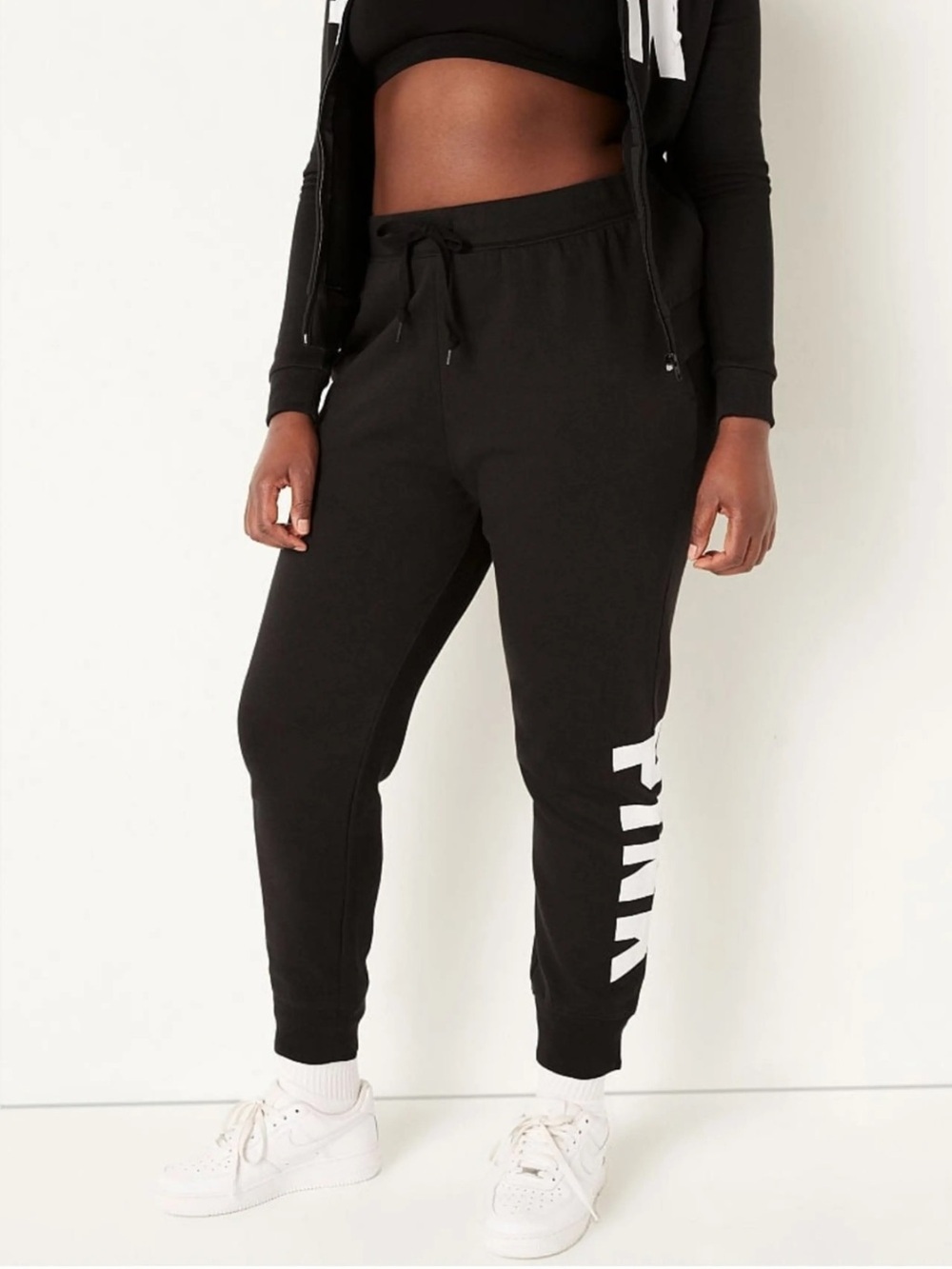 PINK Victoria’s Secret Black Jogger Sweatpants Cozy Lounge Athleisure Medium